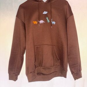 Brown Dinosaur Graphic Hoodie